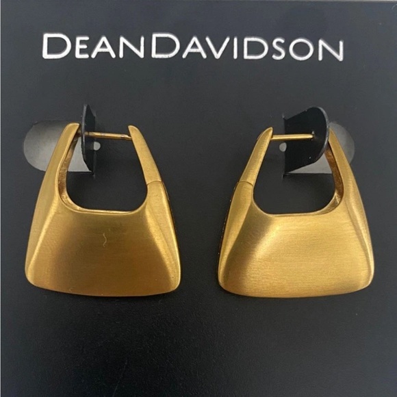Dean Davidson Oslo Hinge Square Hoop Earrings 22k Plated Gold Brushed Gold EUC!